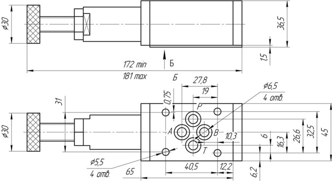Габаритные размеры гидроклапанов КРМ-М 6/3